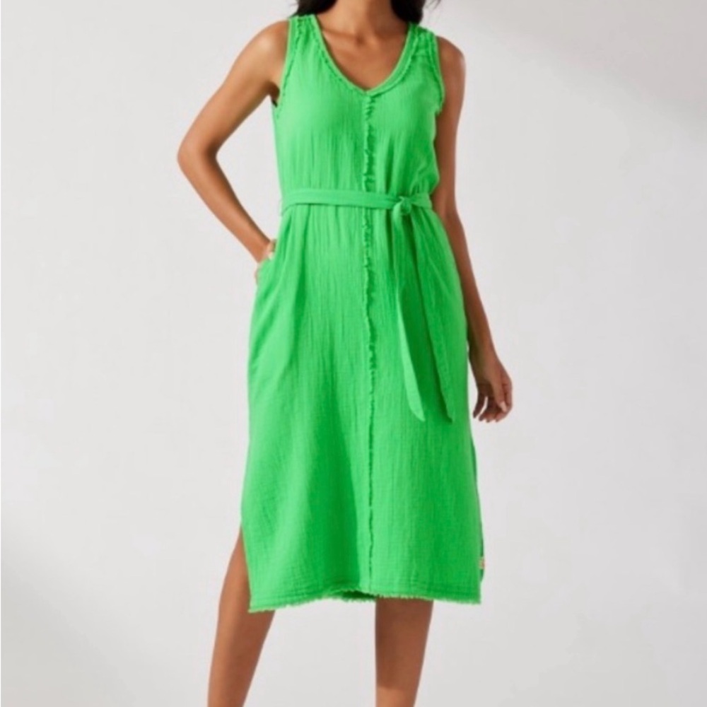 NWT Tommy Bahama “Coral Isle” size Medium Bright Green Sleeveless Midi Dress